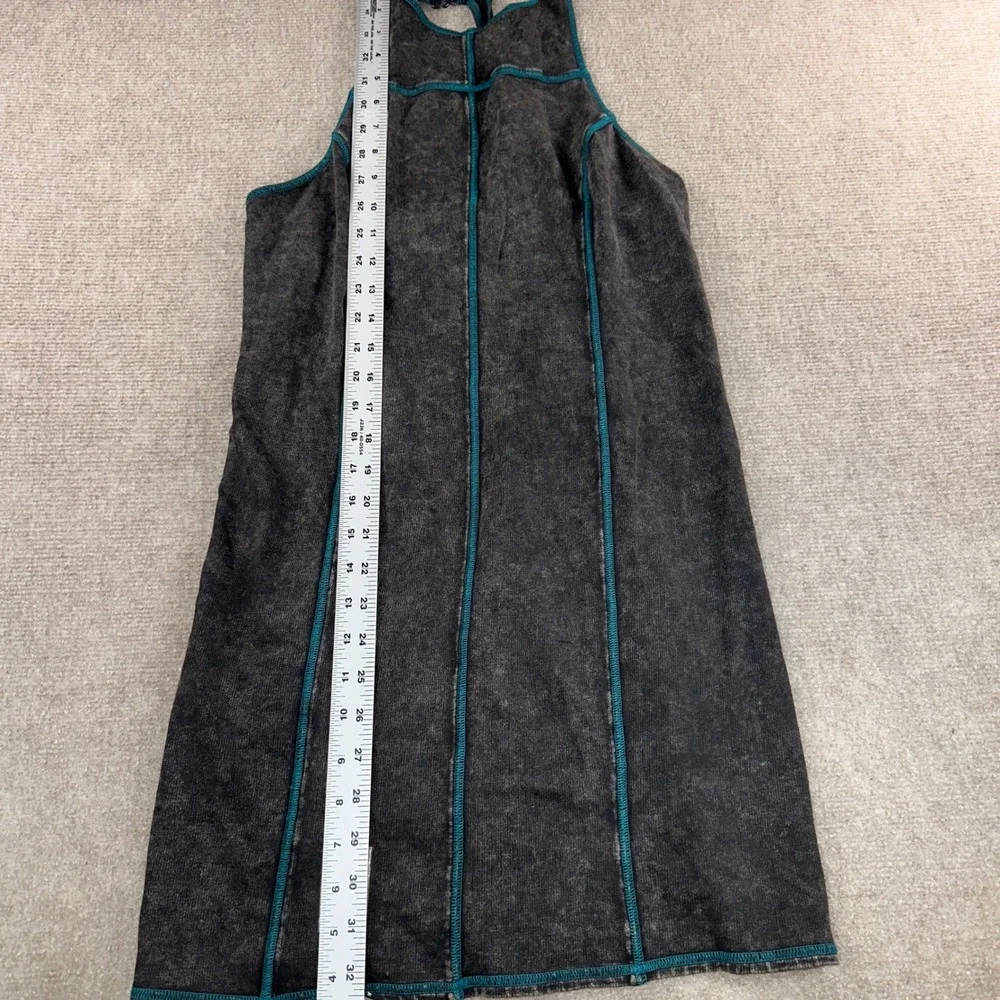 Intimately Free People Grey Acid Wash Teal Stitch Strappy Back Mini Dress Small